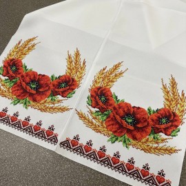 Рушник весільний маки колоски